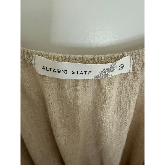 Altar'd State Natural Linen Blend Cut-Out Tiered Midi Dress XXL NWT USA Made - Picture 5 of 9